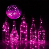 3 Stuks Led Kurk Flesverlichting - inclusief Batterijen - Feestverlichting - 10 Lampjes in een fles - lichtsnoer - 1 meter - roze