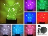 Nachtlamp Pokemon. Pikachu nachtlamp. Nachtlampje kind  Pikachu. Mooie sfeerlamp. 3D Illusie LED nachtlamp  Pikachu. 7-kleurig.
