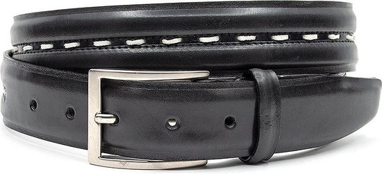 JV Belts - Sportieve riem zwart 3.5 cm breed - Zwart - Casual - Echt Leer - Taille: 105cm - Totale lengte riem: 120cm