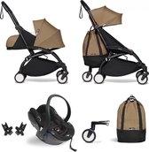 Babyzen YOYO² buggy COMPLEET vanaf de geboorte inclusief YOYO² BeSafe autostoel zwart  en YOYO Bag -  toffee met frame zwart