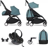 Babyzen YOYO² buggy COMPLEET vanaf de geboorte inclusief YOYO² BeSafe autostoel zwart  en YOYO Bag -  aqua met frame zwart