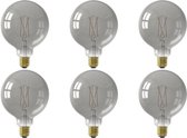 CALEX - LED Lamp 6 Pack - Globe - Smart LED G125 - E27 Fitting - Dimbaar - 7W - Aanpasbare Kleur CCT - Grijs - BES LED