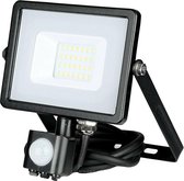 LED Bouwlamp 20 Watt met Sensor - LED Schijnwerper - Viron Dana - Natuurlijk Wit 4000K - Mat Zwart - Aluminium - SAMSUNG LEDs - BSE