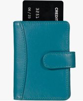 Bags And Wallets - Kaarthouder - Pasjeshouder - Leer - Turquoise - Unisex - 20 vakjes