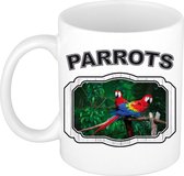 Dieren papegaai beker - parrots/ papegaaien mok wit 300 ml