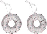 6x Cintres de Suspensions de Noël chiffres beignet avec perles 10 cm - Cintres de sapin de Noël thème Donut