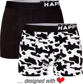 Happy Shorts 2-Pack Boxershorts Heren Koe Druk - Maat  M