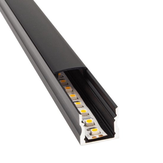 1 meter aluminium led strip profiel opbouw - Zwart - 15 mm hoog - Slim line  - Compleet... | bol.com