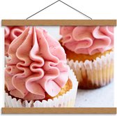 Schoolplaat – Cupcakes met Roze Topping - 40x30cm Foto op Textielposter (Wanddecoratie op Schoolplaat)