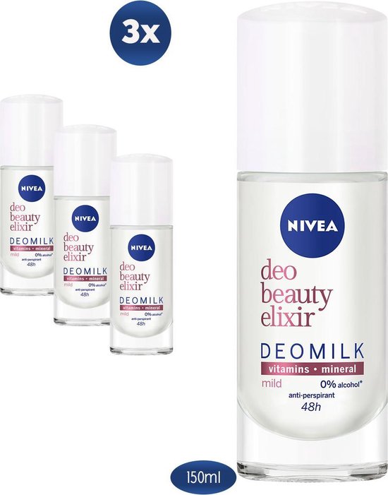 NIVEA Deo Beauty Elixir Sensitive Anti-Transpirant Roll-on - 3 x150ml - voordeelverapkking - NIVEA