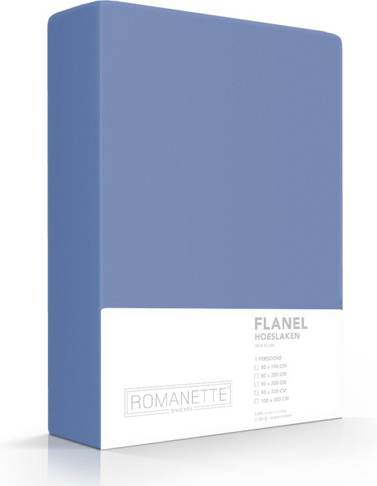 Excellente Flanel Hoeslaken Lits-jumeaux Extra Lang Jeans Blauw | 160x220 | Ideaal Tegen De Kou | Heerlijk Warm En Zacht