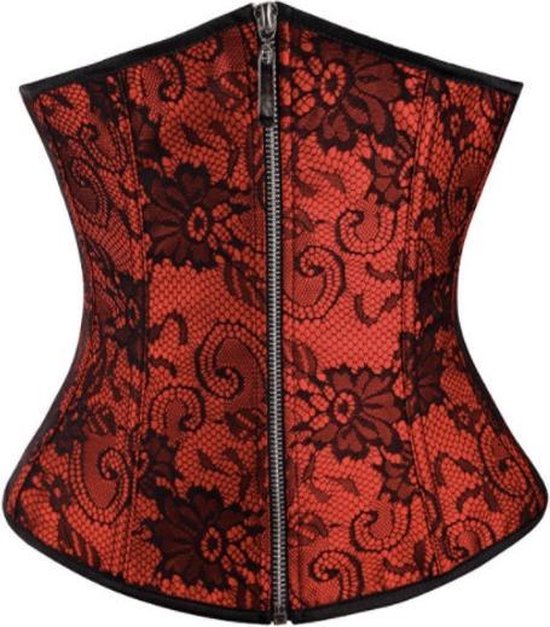 Rood/Zwart underbust corset met rits - S | bol.com