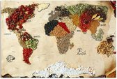 Schilderij - Wereldkaart, specerijen, horeca