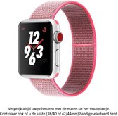 Roze Nylon sporthorlogeband geschikt voor Apple Watch 1, 2, 3, 4, 5, 6, SE & Nike+, 38mm & 40mm "Vrouwenbreedte" Series - - Zacht Geweven Nylon - 38 mm en 40 mm