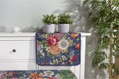 Chemin de table - tissu luxueux gobelin - Kate Navy - Blauw foncé avec des fleurs colorées - Chemin de 100 cm