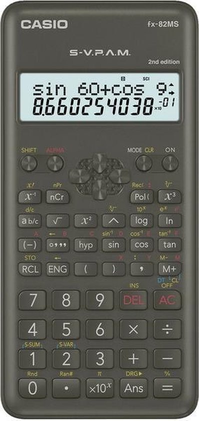 Casio FX-82MS-2 Calculatrice scolaire à piles Zwart Nombre de positions d'affichage : 12