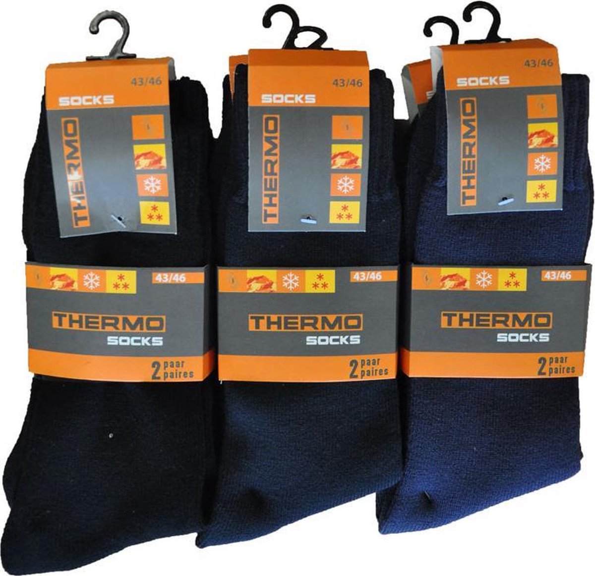 Footstar Thermosokken (6 stuks) voor heren, wintersokken, warme badstof sokken, zwart, 39-42 EU