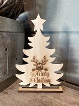 Kerstattentie / kerstboompje / van hout / met tekst / kerstmis