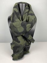 Geribbelde dikke sjaal camouflage extra lang 65 x 220 cm
