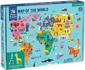 Mudpuppy geographische puzzel Wereldkaart - 78 stukjes