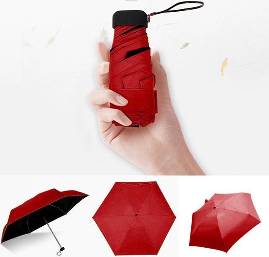 Lichtgewicht Paraplu | Mini Paraplu | Handtas Paraplu | Rood