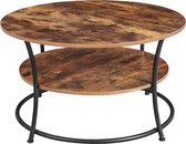 VASAGLE salontafel rond, Woonkamertafel, Sofatafel met plank, Gemakkelijke montage, Metaal, Industrieel ontwerp, vintage bruin-zwart