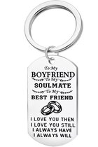 Sleutelhanger Dog tag RVS to my boyfriend | soulmate | best friend | love | valentijn | vriend