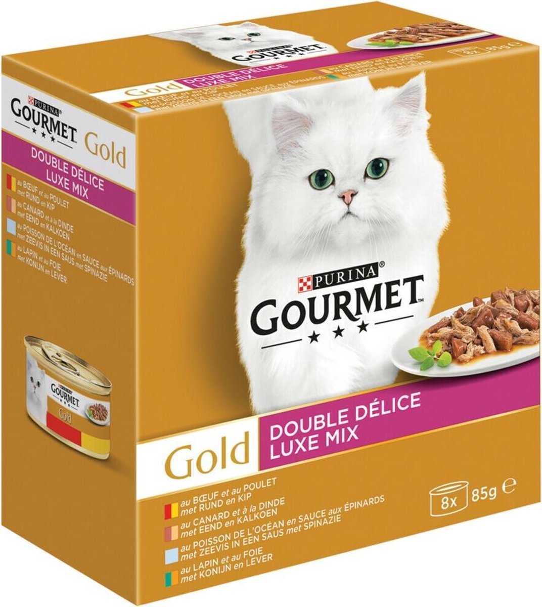 Gourmet Gold Luxe Mix - Kattenvoer Vis & Vlees - 48 x 85 g | bol.com