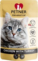 Petner - Nat kattenvoer - Volwassen katten - Kip, Kalkoen en cranberries - 85g