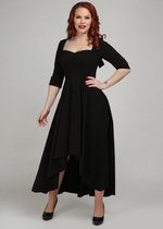 Collectif Lydia Dip Hem 70s Swing Jurk Zwart