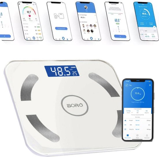 bol.com | Slimme personenweegschaal -Weegschaal met lichaamsanalyse -  Bluetooth en app - BMI,...