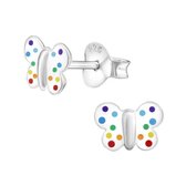 Aramat jewels ® - Zilveren kinder oorbellen vlinder 925 zilver multikleur 7mm x 5mm