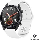 Siliconen Smartwatch bandje - Geschikt voor  Huawei Watch GT sport band - wit - 46mm - Strap-it Horlogeband / Polsband / Armband
