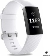 Siliconen Smartwatch bandje - Geschikt voor  Fitbit Charge 3 silicone band - wit - Maat: L - Strap-it Horlogeband / Polsband / Armband