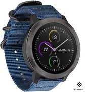 Strap-it Nylon gesp smartwatch bandje - geschikt voor Garmin Vivoactive 3 / Venu / Venu SQ / Vivomove HR / Forerunner 245 / 645 - blauw
