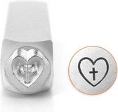 Slagstempel Kruis in hart | Hoogte 6mm