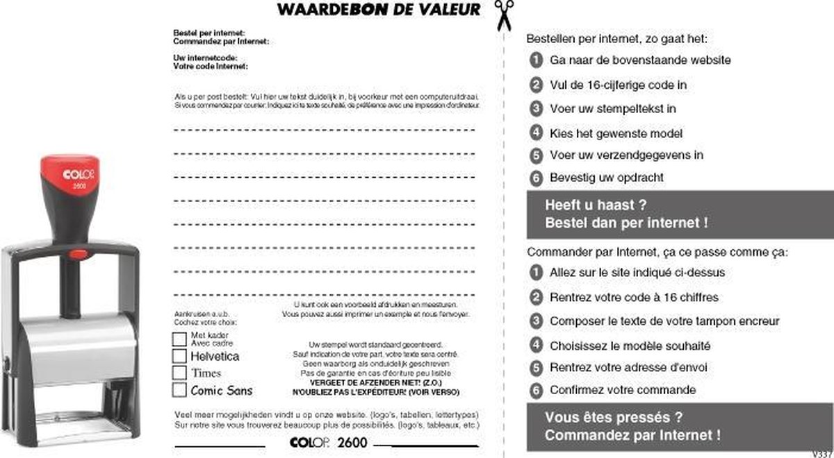 Waardebon Stempelplaatje Colop 2600