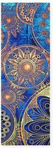 Yoga handdoek GOLDEN WHEEL | antislip | yogamat bescherming met siliconen grip | yogahanddoek lang 185 cm x 65 cm | Blauw- oranje