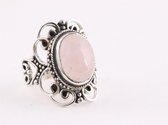 Bague ajourée en argent avec quartz rose - taille 18