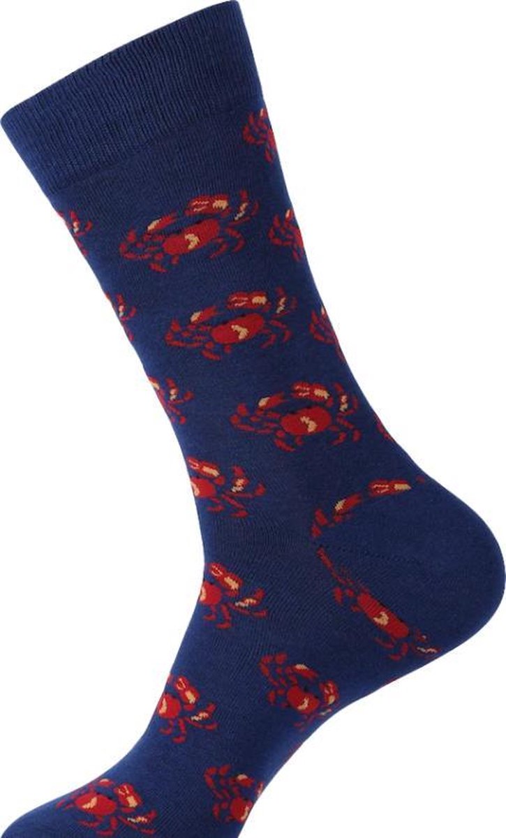 Sokken heren - blauw - print krab - 40-46 - cadeau - voor hem