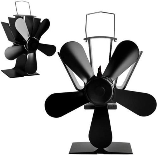 Ventilator voor de Houtkachel, Gaskachel of Pelletkachel, Haard Ventilator Zwart