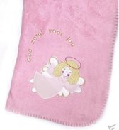 Babydeken fleece roze 75x100cm - God zorgt voor jou