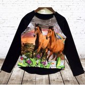 Shirt met paard zwart -s&C-98/104-Longsleeves meisjes