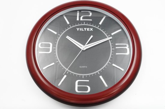 Horloge murale - Plastique - Ø40,5 cm - Rouge Bordeaux