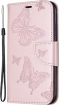 Apple iPhone 11 Bookcase - Roze - Vlinders - Portemonnee Hoesje - Pasjeshouder