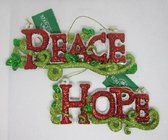 Vintage Kersthanger, Kurt Adler, 2 stuks, Peace & Hope, 15 x 6 cm & 12 x 6 cm