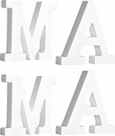 Houten decoratie hobby letters - 4x losse witte letters om het woord - MAMA - te maken van 11 cm. Zelf beschilderen/knutselen