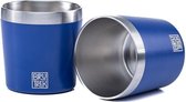 2 stuks Planetary Design USA Camp Cups - Blauw - Kampeer servies – kampeer mok - RVS – dubbelwandig - extra lang warm