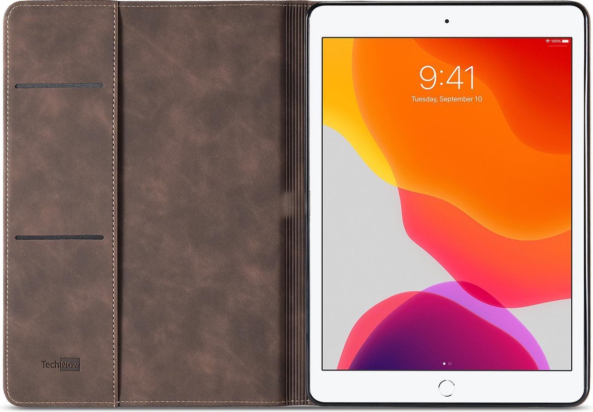 iPad 2020 Hoes - iPad 2019 Hoes - 10.2 Inch - iPad 2020 / 2019 Hoes Book Case Leer Slimline Koffiebruin