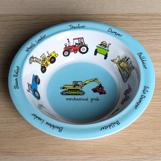 Tractor Werkvoertuigen kinder servies set melamine (bord + kom + bekertje + lepel) - Tyrrell Katz — afbeelding 2
